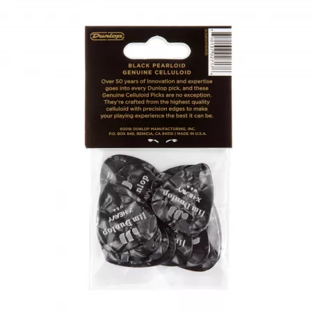 Genuine Celluloid Медиаторы, 12шт, очень толстые, черный перламутр, Dunlop, 483P02XH