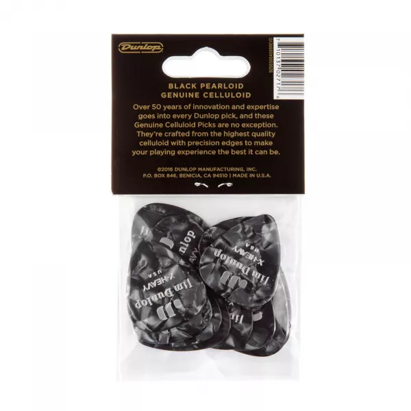 Genuine Celluloid Медиаторы, 12шт, очень толстые, черный перламутр, Dunlop, 483P02XH  рис.2 