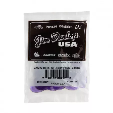Big Stubby Медиаторы 24шт, толщина 2,0мм, Dunlop, 475R2.0