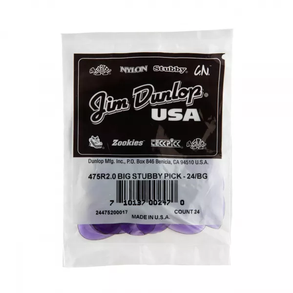 Big Stubby Медиаторы 24шт, толщина 2,0мм, Dunlop, 475R2.0  рис.2 