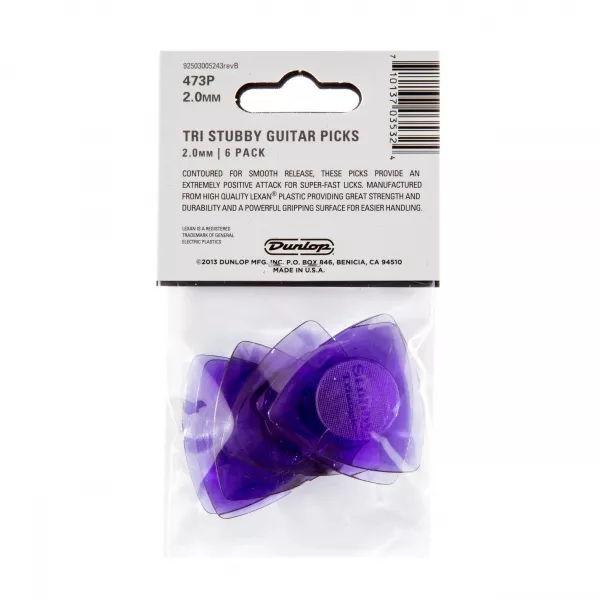 Tri Stubby Медиаторы, треугольные, 6шт, толщина 2,0мм, Dunlop, 473P2.0  рис.2 