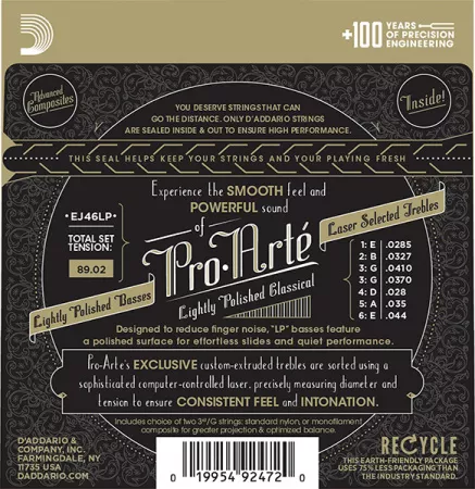 EJ46LP Pro-Arte Composite Комплект струн для классической гитары, сильное натяжение, D'Addario