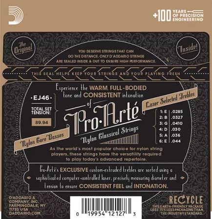 EJ46 PRO ARTE Струны для классической гитары нейлоновые Hard D`Addario