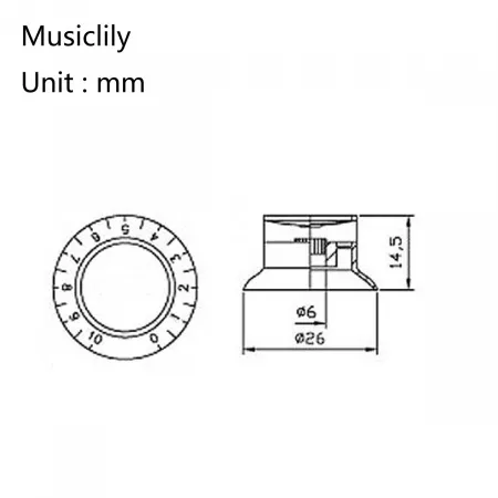 Комплект ручек потенциометров (2+2), Les Paul, черные, Musiclily, MX1566BK-2-MX1568BK-2