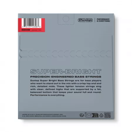 Super Bright Комплект струн для бас-гитары, никелированные, Medium Scale, 45-105, Dunlop, DBSBN45105M