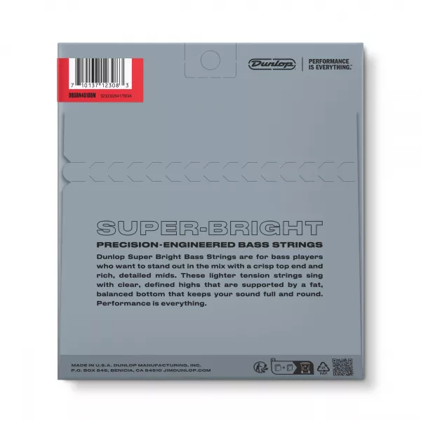 Super Bright Комплект струн для бас-гитары, никелированные, Medium Scale, 45-105, Dunlop, DBSBN45105M  рис.2 