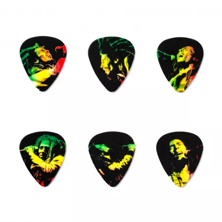 Bob Marley Reggae Медиаторы 6шт, средние, в коробочке, Dunlop, BOB-PT05M