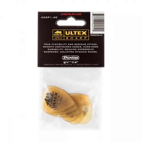 Ultex Sharp Медиаторы 6шт, толщина 1,40мм, Dunlop, 433P1.40  рис.2 