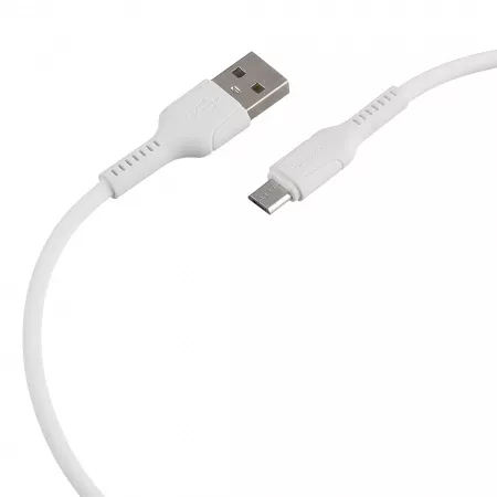 Кабель GP21M USB (m)-microUSB (m) 2.4A силикон белый, GoPower, 00-00028364
