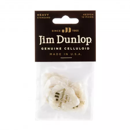 Genuine Celluloid Медиаторы, 12шт, толстые, белый перламутр, Dunlop, 483P04HV