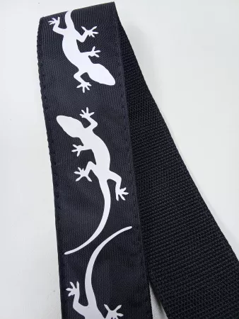 Ремень для гитары, черный, аппликация Ящерица, MEZZO, MZ-RG-5-1ApLizardBk