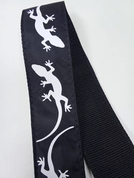 Ремень для гитары, черный, аппликация Ящерица, MEZZO, MZ-RG-5-1ApLizardBk  рис.2 