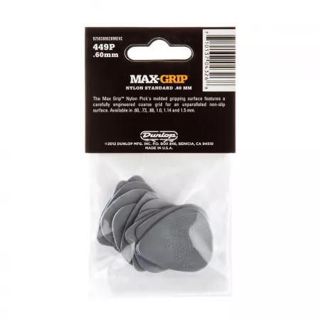 Max-Grip Nylon Standard Медиаторы 12шт, толщина 0,60мм, Dunlop, 449P.60