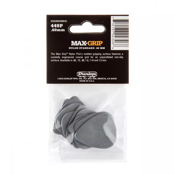 Max-Grip Nylon Standard Медиаторы 12шт, толщина 0,60мм, Dunlop, 449P.60  рис.2 