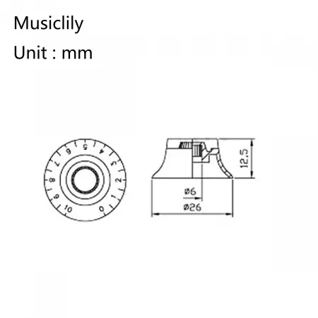 Комплект ручек потенциометров, Les Paul, черные, 4шт, Musiclily, MX1560BK-4