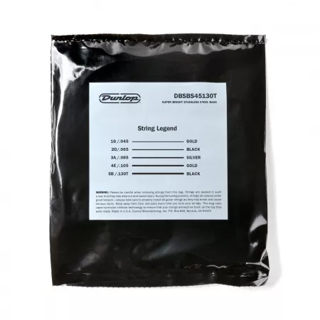 Super Bright Tapered Комплект струн для 5-стр бас-гитары, нерж.сталь, 40-120, Dunlop, DBSBS45130T