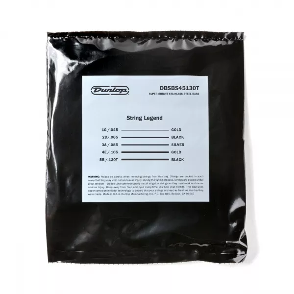 Super Bright Tapered Комплект струн для 5-стр бас-гитары, нерж.сталь, 40-120, Dunlop, DBSBS45130T  рис.2 