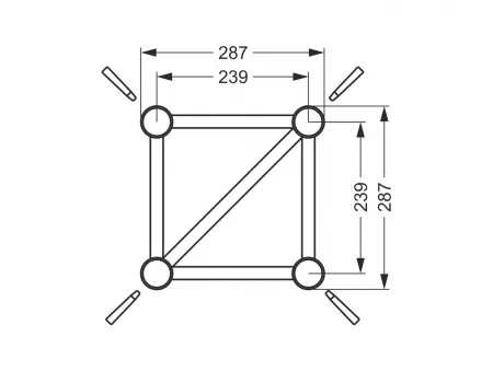 Ферма прямая 287х287, квадратное сечение, длина 1 м, Rosstage, RS-TC-Q30L100