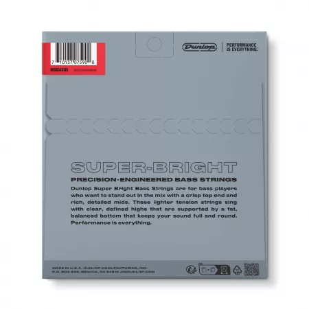 Super Bright Комплект струн для бас-гитары, нерж.сталь, Medium, 45-105, Dunlop, DBSBS45105