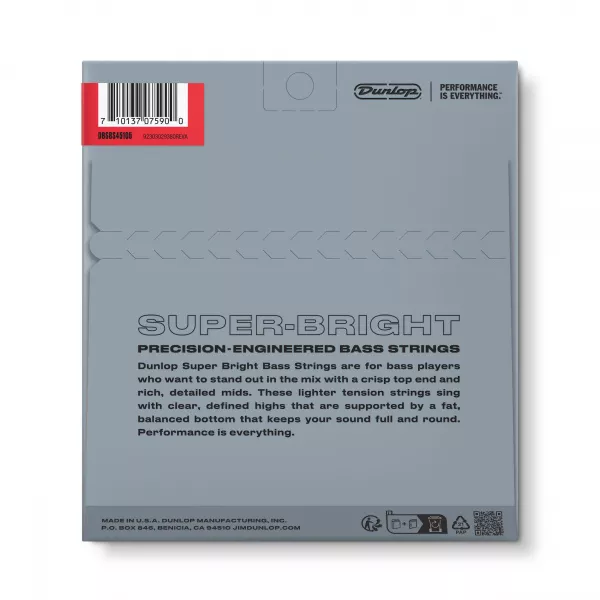 Super Bright Комплект струн для бас-гитары, нерж.сталь, Medium, 45-105, Dunlop, DBSBS45105  рис.2 