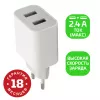 Сетевое зарядное устройство GP2U 2USB 2.4A 12W, белый, GoPower, 00-00018570
