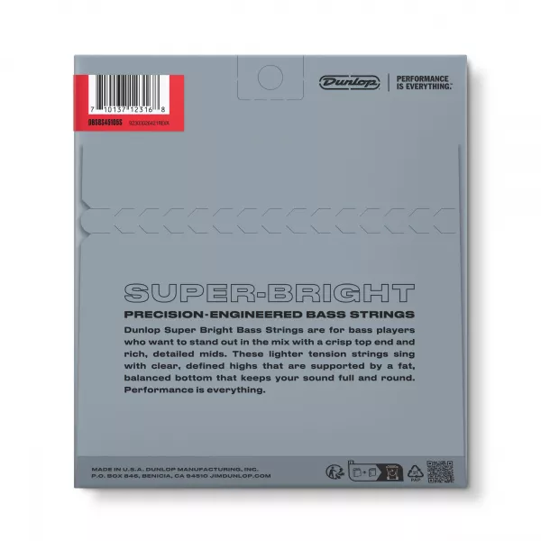 Super Bright Комплект струн для бас-гитары, нерж.сталь, Short Scale, 45-105, Dunlop, DBSBS45105S  рис.2 