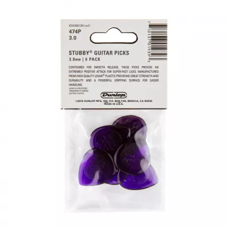 Stubby Jazz Медиаторы 6шт, толщина 3,0мм, Dunlop, 474P3.0