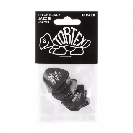 Tortex Pitch Black Jazz III Медиаторы 12шт, толщина 0,73мм, Dunlop, 482P.73