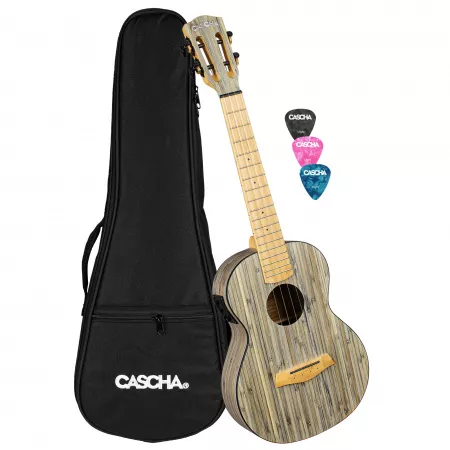 Bamboo Series Укулеле тенор со звукоснимателем, с чехлом, графит, Cascha, HH-2317E