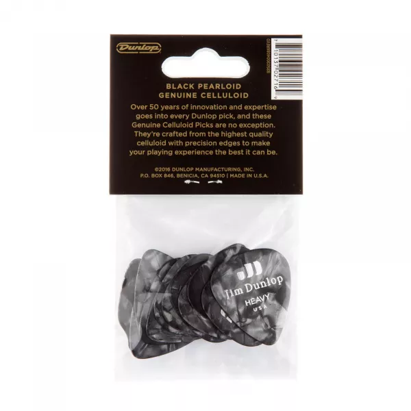 Genuine Celluloid Медиаторы, 12шт, толстые, черный перламутр, Dunlop, 483P02HV  рис.2 