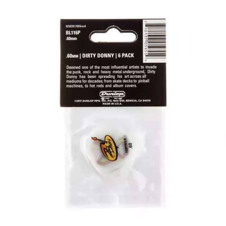 Dirty Donny S2 Медиаторы 6шт, толщина 0.60мм, Dunlop, BL116P.60