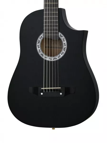 Акустическая гитара, с вырезом, черная, АККОРД, ACD-39A-513-BK  рис.2 