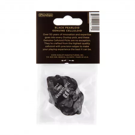 Genuine Celluloid Медиаторы, 12шт, тонкие, черный перламутр, Dunlop, 483P02TH