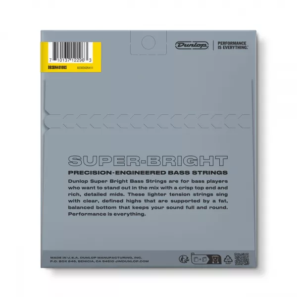 Super Bright Комплект струн для бас-гитары, никелированные, 40-100, Short Scale, Dunlop, DBSBN40100S  рис.2 