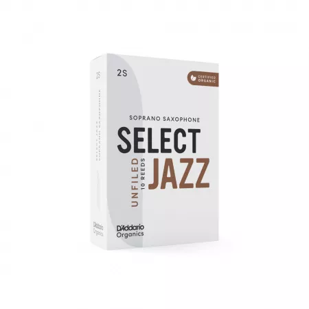 Organic Select Jazz Unfiled Трости для саксофона сопрано, размер 2S, 10шт, D'Addario, ORRS10SSX2S
