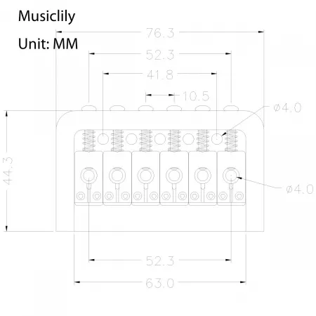 Фиксированный бридж для электрогитары, хром, Musiclily, MX0826CR