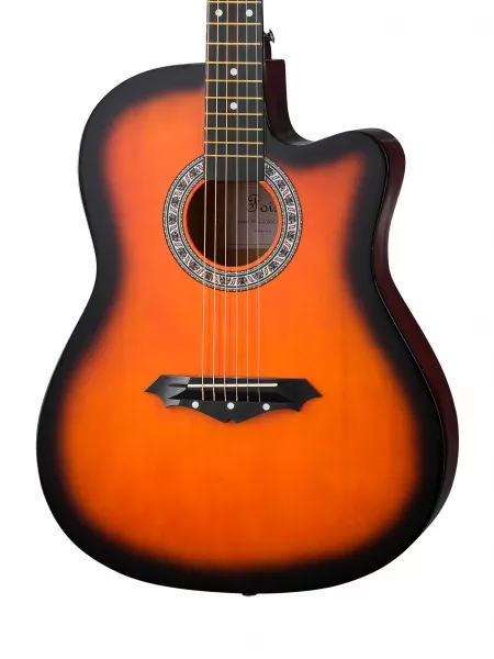 Акустическая гитара с чехлом, ремнем, тюнером, санберст, Foix, FFG-2039CAP-SB  рис.2 
