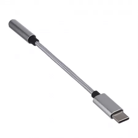 Переходник AUX 3.5мм (f)-Type-C (m), 0.1м ПВХ белый, GoPower, 00-00027481