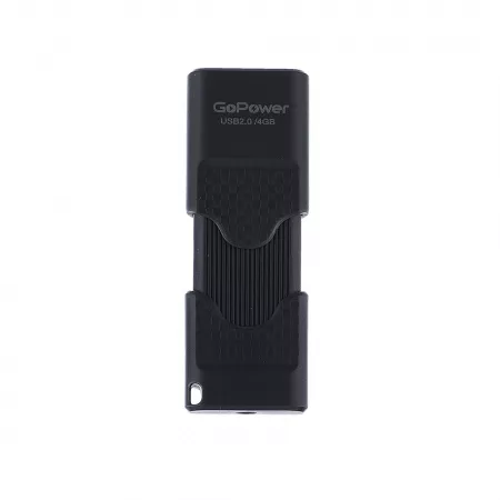 Slider Флеш-накопитель 4GB USB2.0, черный матовый пластик, GoPower, 00-00025961
