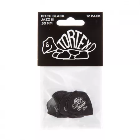 Tortex Pitch Black Jazz III Медиаторы 12шт, толщина 0,50мм, Dunlop, 482P.50