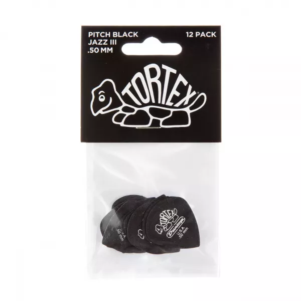Tortex Pitch Black Jazz III Медиаторы 12шт, толщина 0,50мм, Dunlop, 482P.50  рис.2 