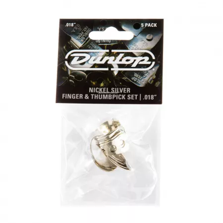 Nickel Silver Медиаторы на палец 5шт, нейзильбер, толщина .018, Dunlop, 33P.018