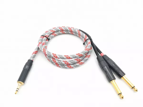 Кабель аудио 3.5-2х6.3мм, 1.25м, в оплетке, ZZcable, G46-3,5-2J-0125-Z  рис.2 