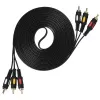 Кабель 3xRCA (m)-3xRCA (m) 5.0м ПВХ, черный, в пакете, GoPower, 00-00027486