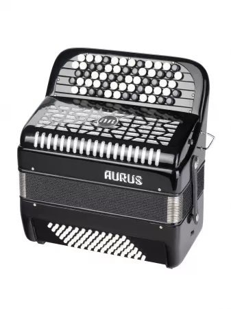 Аккордеон кнопочный 62/72, черный, с футляром, Aurus, JH5072-BLACK