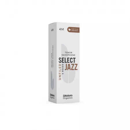 Organic Select Jazz Unfiled Трости для саксофона тенор, размер 4M, 5шт, D'Addario, ORRS05TSX4M