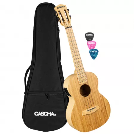 Bamboo Series Укулеле тенор со звукоснимателем, с чехлом, цвет натуральный, Cascha, HH-2314E