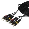 Кабель 3xRCA (m)-3xRCA (m) 3.0м ПВХ, черный, в пакете, GoPower, 00-00027485