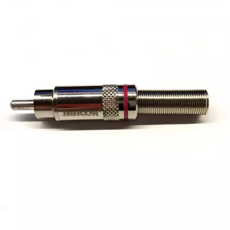 Разъем на кабель RCA male, красное кольцо, SHNOOR, SRCM-Seco-R