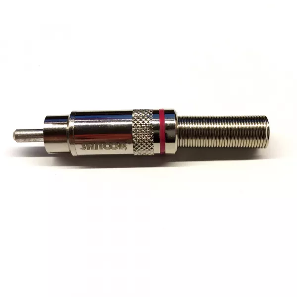 Разъем на кабель RCA male, красное кольцо, SHNOOR, SRCM-Seco-R  рис.2 